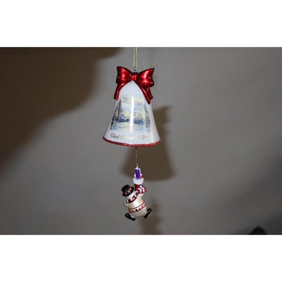 Thomas Kinkade Ringing in Holiday Christmas Bell Ornaments With Snowmen LOT#5 - Picture 13 of 13